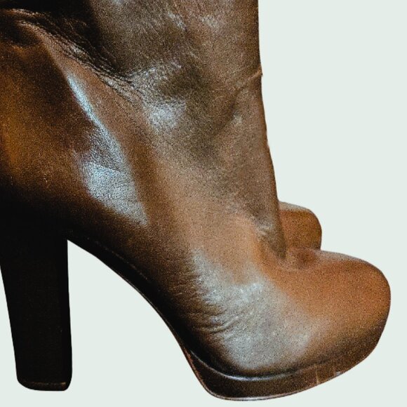 Michael Kors Ankle Boots. Women's Leather Boots, Designer Boots, Brown Boots - Picture 2 of 14